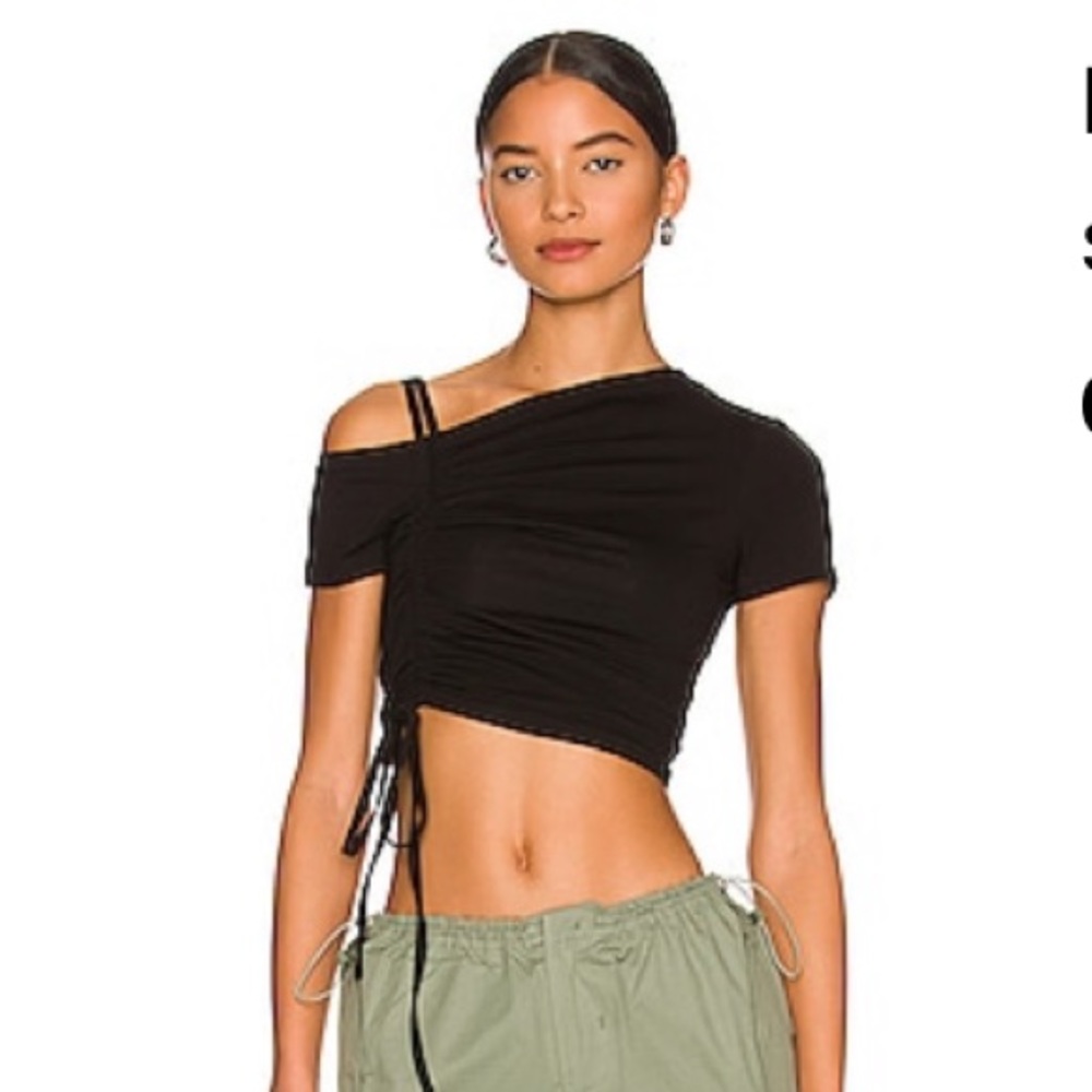 SUPERDOWN REVOLVE Kylie Ruched Front Top in Black *sold out on revolve*